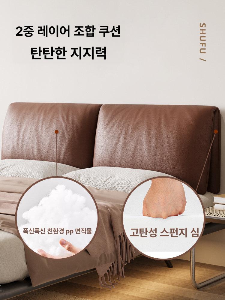 가죽 침대쿠션 허리받침 베개 고급 등받이쿠션 등쿠션 삼각쿠션 패브릭 대형쿠션 베드 - 상세 이미지 2