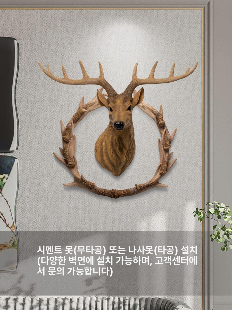 복고풍 벽장식 사슴머리 소형 헌팅트로피 장식품 북유럽 조각상 뿔 인조 노르딕 - 상세 이미지 3