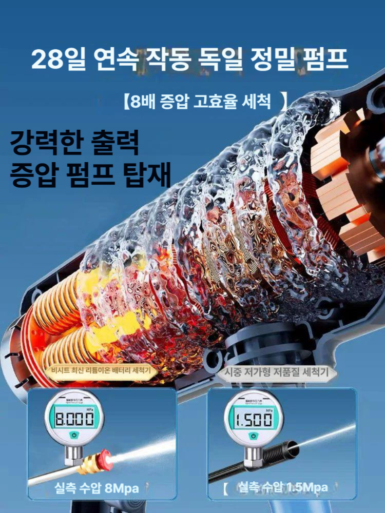 청소기 무선세차기 휴대용 충전 리튬배터리 고압세척기 초강력 노즐 무선세차건 - 상세 이미지 5