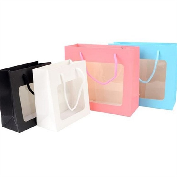 포장용 투명 창 선물 백 핸들 손잡이 선물 백 쇼핑백 - 상세 이미지 2