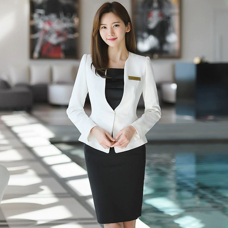재킷 유니폼 여름 사무복 프론트 미용 병원복 자켓 근무복 단추형 비서복 안내데스크 - 상세 이미지 2