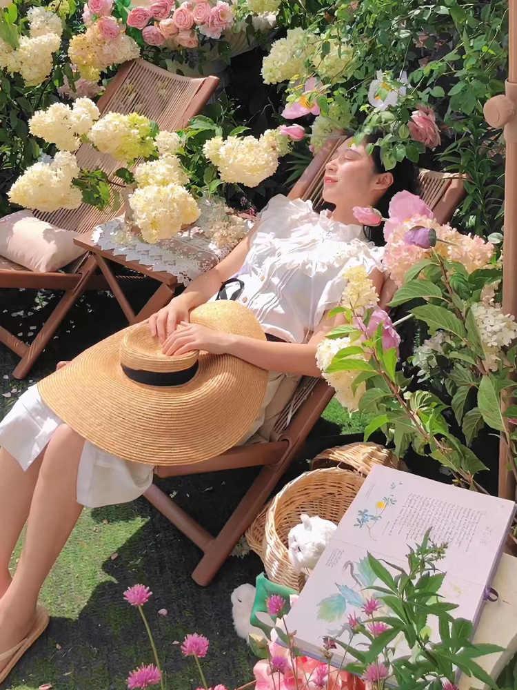 야외 등나무의자 파라솔 빌라 정원 휴식 안뜰 등받이 아웃도어 일광욕 리클라이너 썬 - 상세 이미지 2