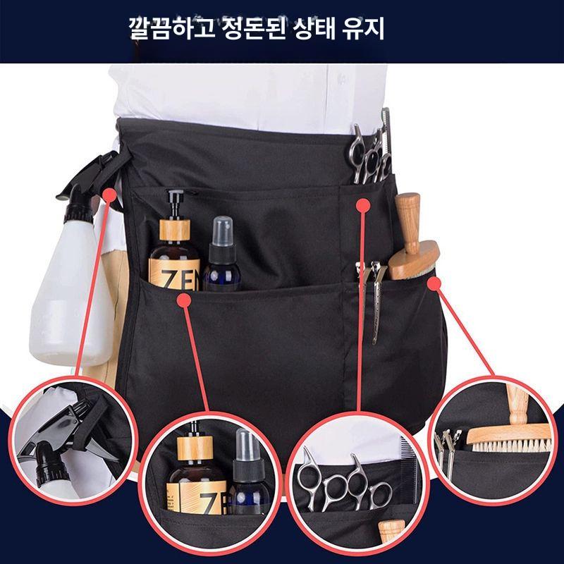 다기능 미용앞치마 일본식 다용도 미용사 캔버스 포켓 애견미용 작업도구 레스토랑 - 상세 이미지 3