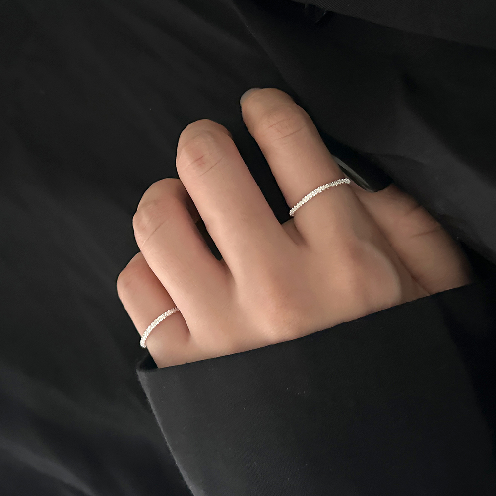 1+1 silver925 컷팅 체인 실반지 은반지 실버925 레이어드 - 상세 이미지 3