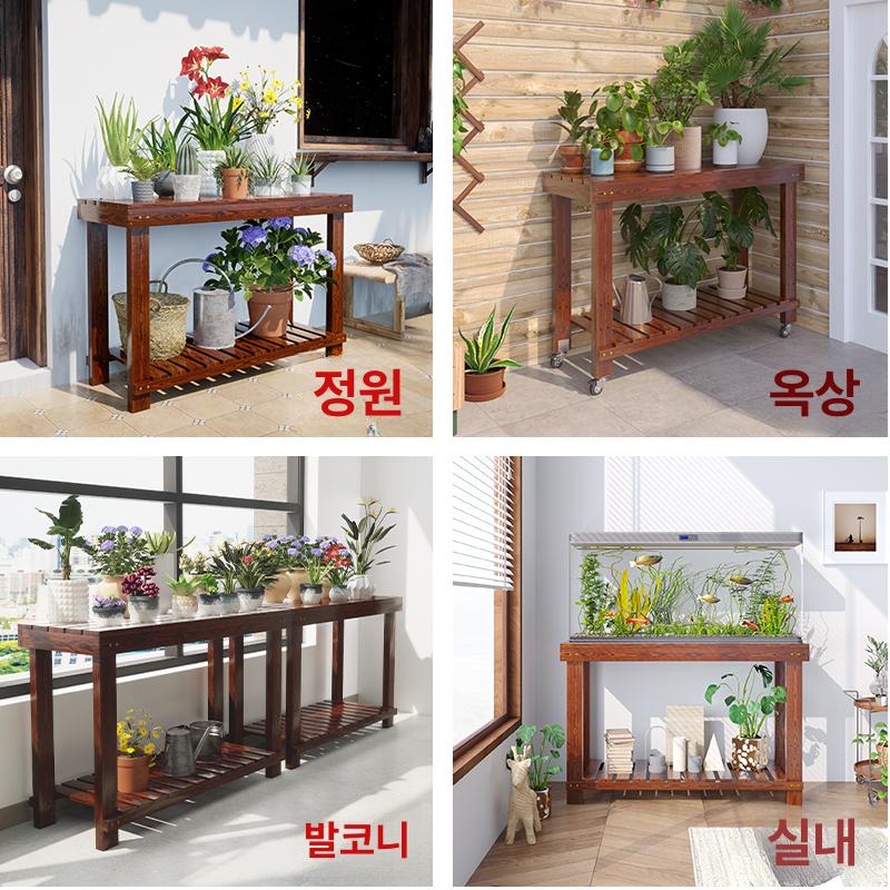 원목 화분선반 식물 계단식 인테리어 받침대 거실 수납선반 빈티지 발코니 플랜트 - 상세 이미지 4