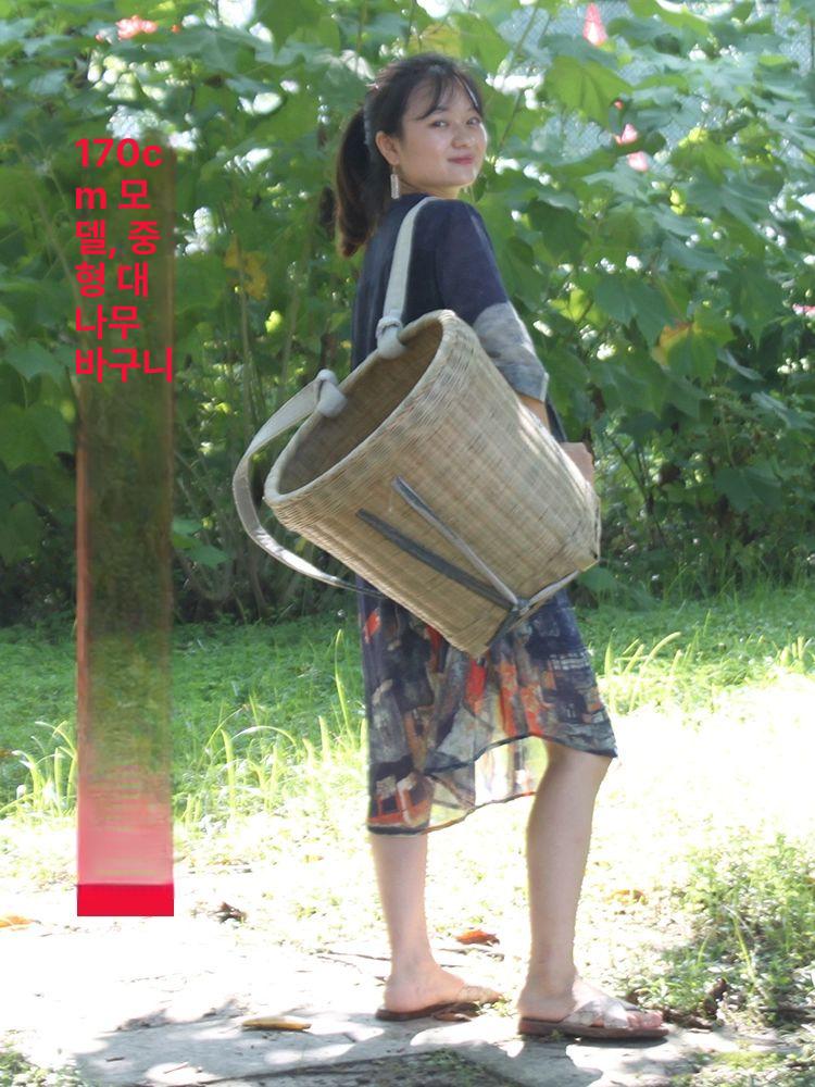 가방 대형바구니 여행 피크닉 사이즈 광주리 소풍 수공예 직조 손잡이 수납 다목적 - 상세 이미지 4