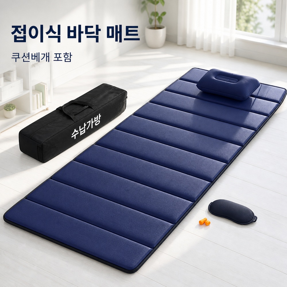 접이식 매트리스 토퍼 단단한 접는 매트 원룸 접이식 1인용 휴대용 캠핑 바닥 침대 수면 - 상품 이미지