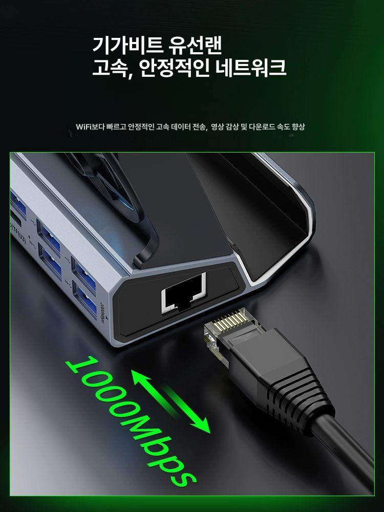게이밍 허브 스테이션 어댑터 쿨링팬 거치대 도킹 독 호환 멀티포트 기가비트 데크용 이미지 6