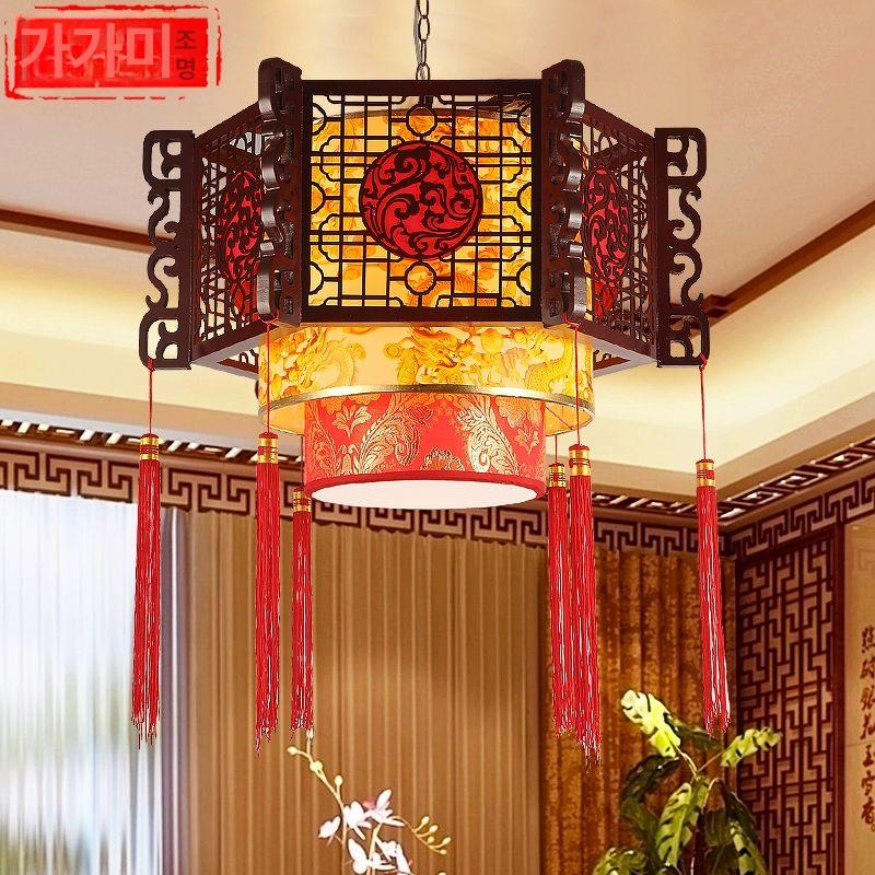 중식당 중국홍등 LED 광원 램프 조명 랜턴 천장 복고풍 장착 전통등 전구 - 상세 이미지 3