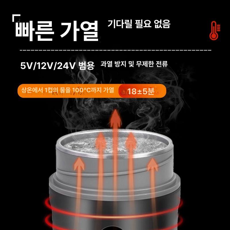 차량용 전기포트 시가잭 온수 캠핑용 자동차 여행용 차박용 물끓이기 가열컵 - 상세 이미지 3
