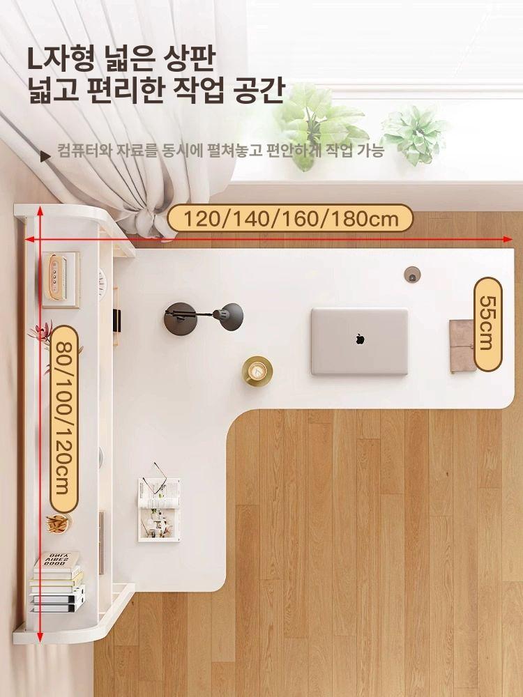 ㄱ자 기역자책상 l형 소나무 호두색 모던 왼쪽타입 원룸 사무용 코너책상 학생 - 상세 이미지 5