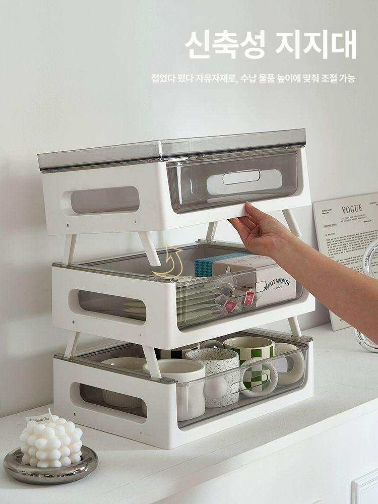 슬라이딩 수납함 투명 다용도 서랍식 서랍함 리빙박스 소품 서랍형 오픈형 분리 - 상세 이미지 4