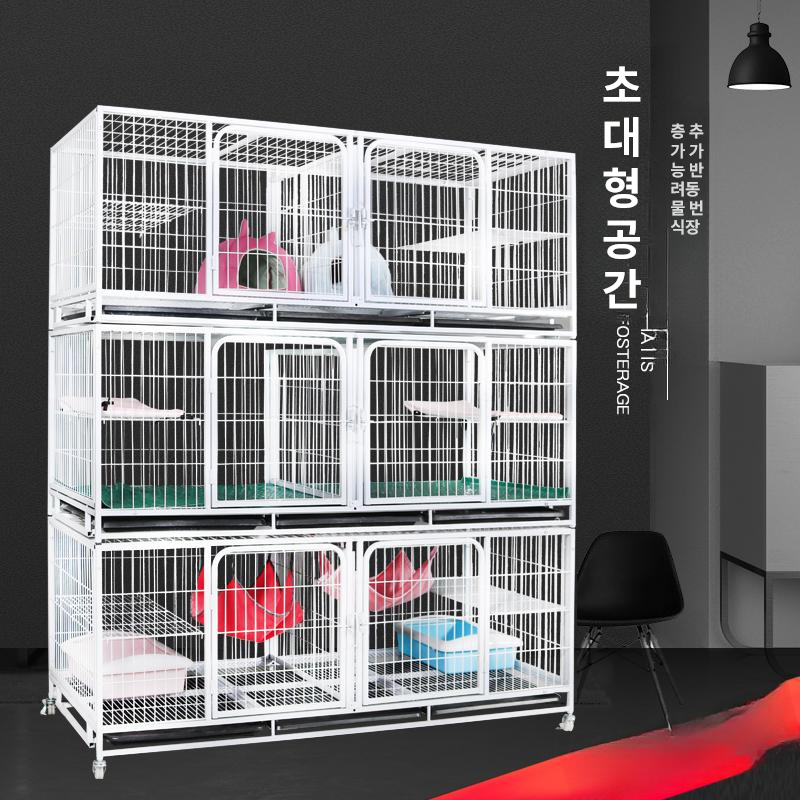 강아지 케이지 고양이 대형 야외 철장 3단 펜스 둘섭 울타리 이동장 크롬 중 - 상세 이미지 3