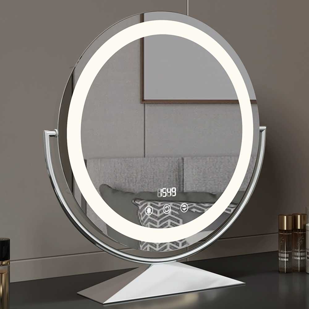 LED 탁상 화장 원형 거울 용 미용실 화장대 스마트 회전 - 상세 이미지 4