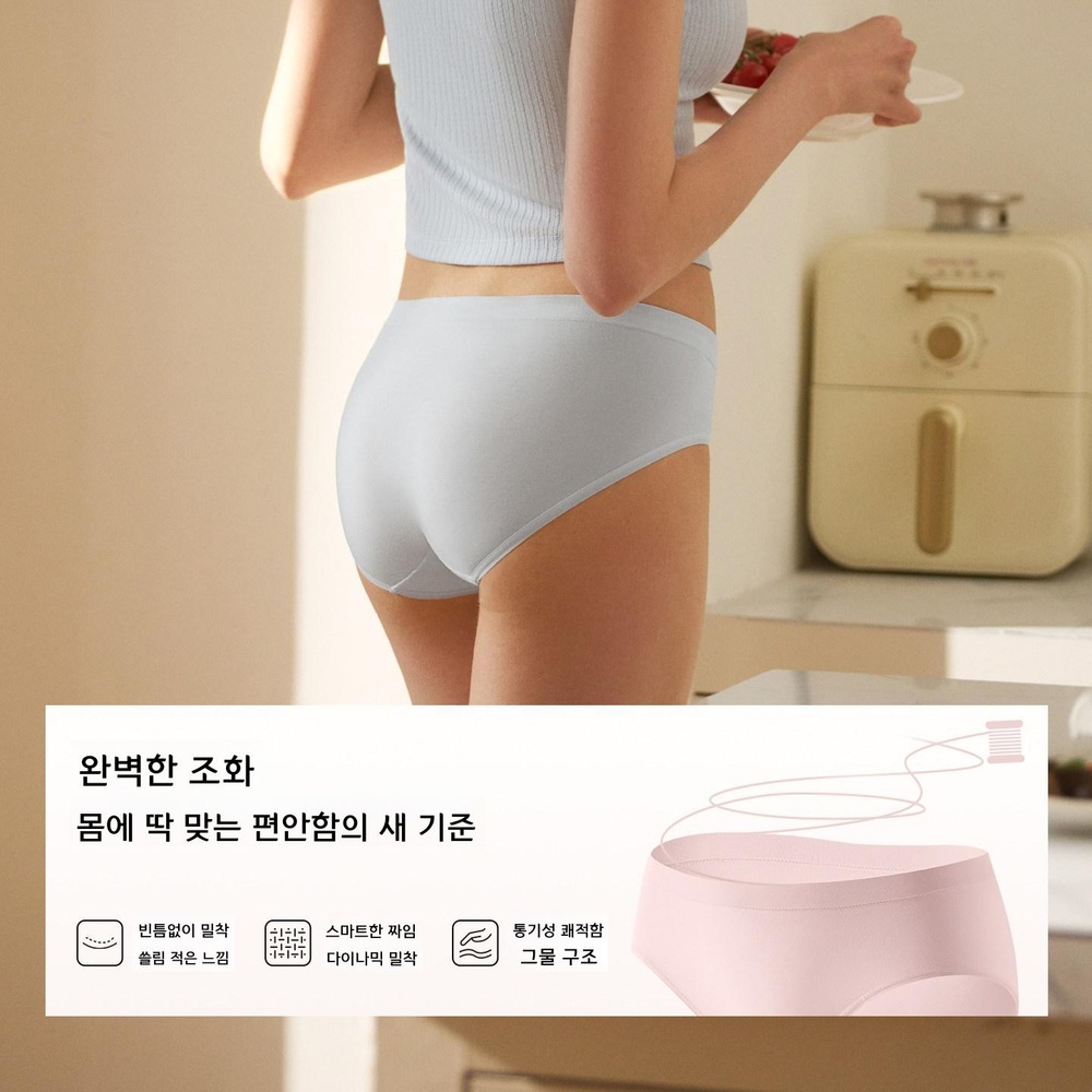 모달 여성 브리프 미드 하이웨이스트 속옷 편안한 착용감 미드웨이스트 블랙 화이트 스킨 S - 상품 이미지