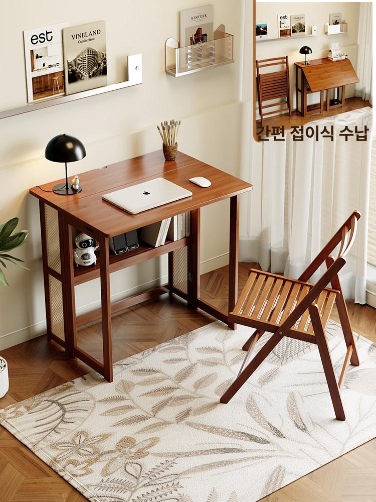 원목 컴퓨터책상 접이식 다용도 학생 데스크 간이테이블 사무용책상 노트북책상 - 상세 이미지 3