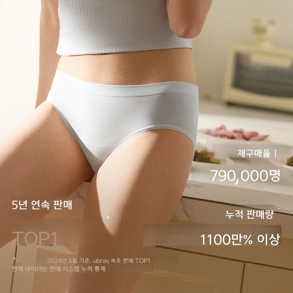 모달 여성 브리프 미드 하이웨이스트 속옷 편안한 착용감 미드웨이스트 블랙 화이트 스킨 S - 상세 이미지 3