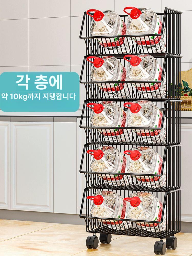 이동식 바구니 선반 주방 수납 철제 와이어 다용도 적층형 틈새 정리대 - 상세 이미지 3