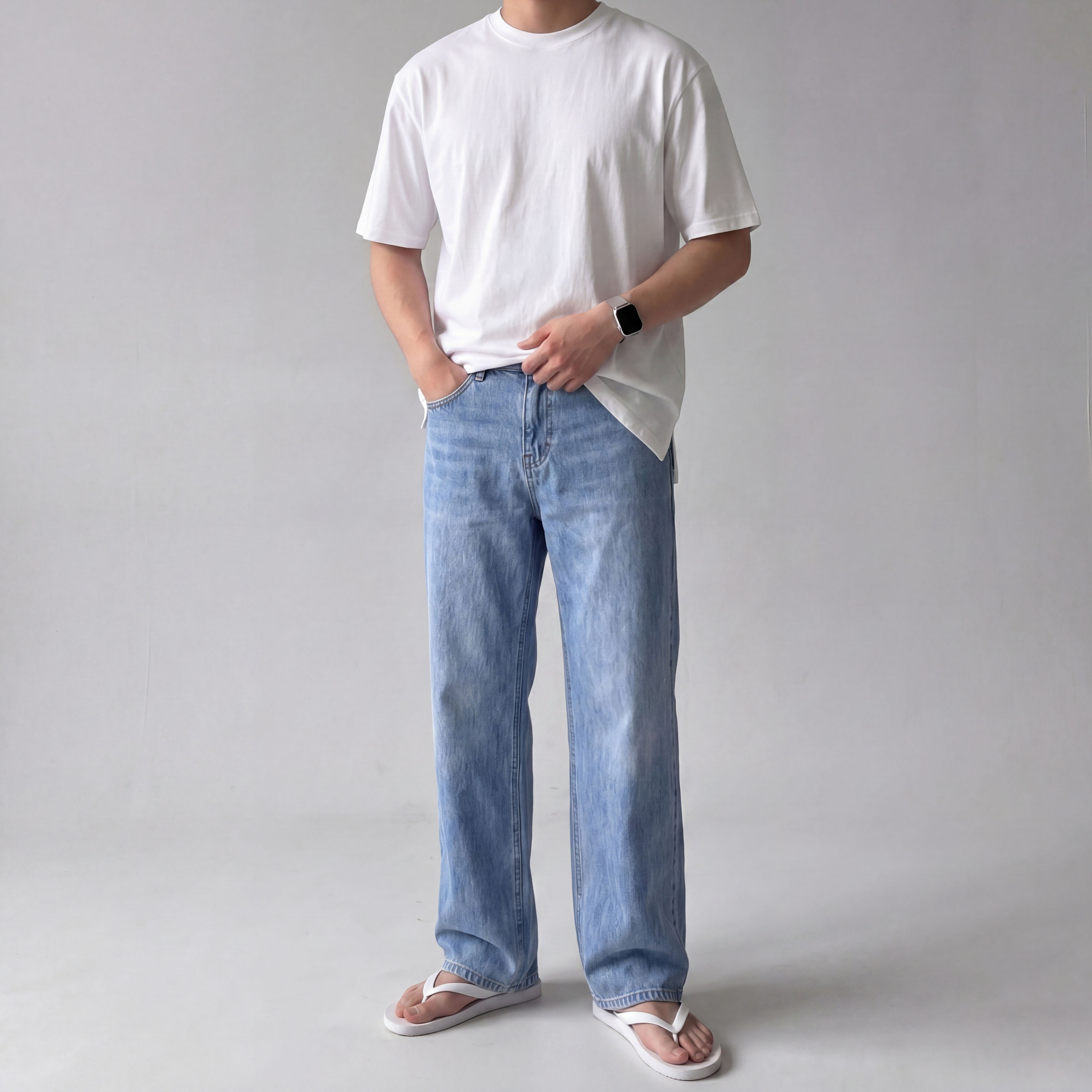 1+1 남자레이어드티 반팔무지티 흰색반팔티 이미지 7