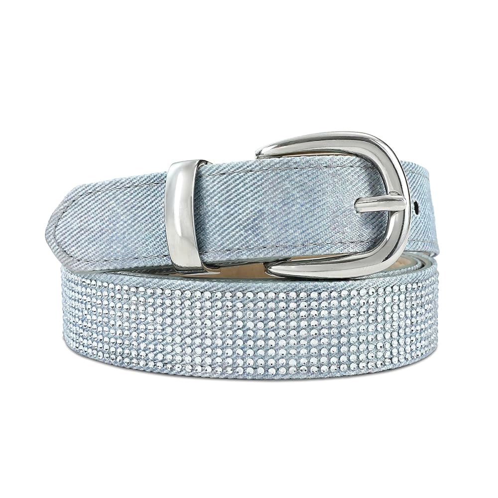 여성용 라이산트리 라인스톤 벨트, 여성 드레스용 반짝이는 다이아몬드 청바지용 레이디 글리터 벨트 - 상품 이미지