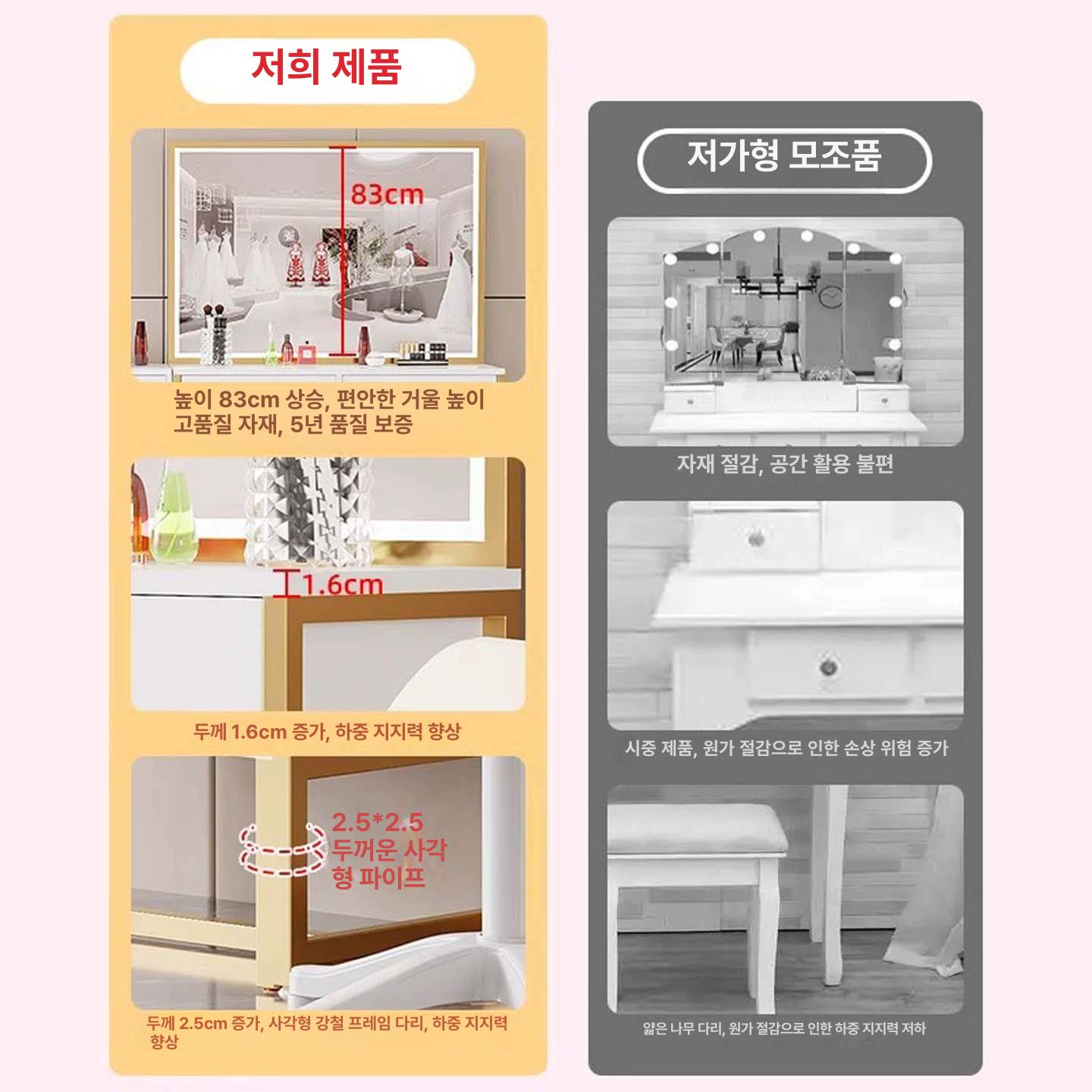 고급 거울 화장대겸책상 콘솔 메이크업책상 심플 모듈 스튜디오화장대 모던 - 상세 이미지 2