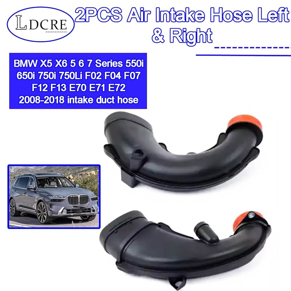 2PCS 공기 흡입 호스 좌우 13717577451 13717577452 BMW X5 X6 5 6 7 시리즈 550i 650i 750i 750Li F02 F07 F12 F13 E7 - 상세 이미지 2