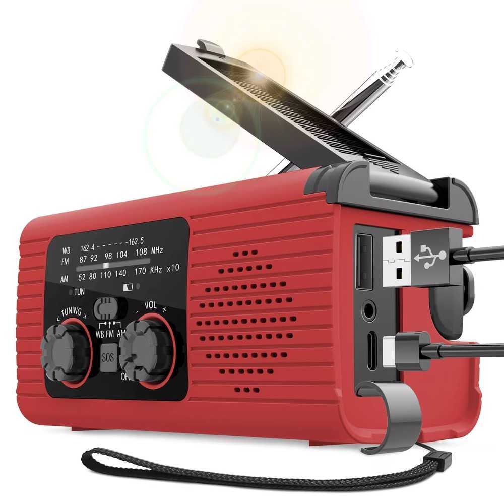 핸드 크랭크 라디오 라이트 듣기 오디오 비상 조난 2000mAh - 상품 이미지