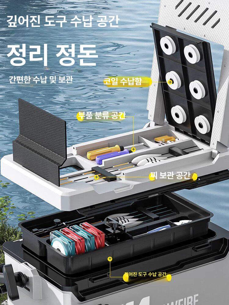 초경량 캠핑 낚시용아이스박스 민물 바다 보냉박스 다용도 선상쿨러 새우통 바퀴형 - 상세 이미지 4