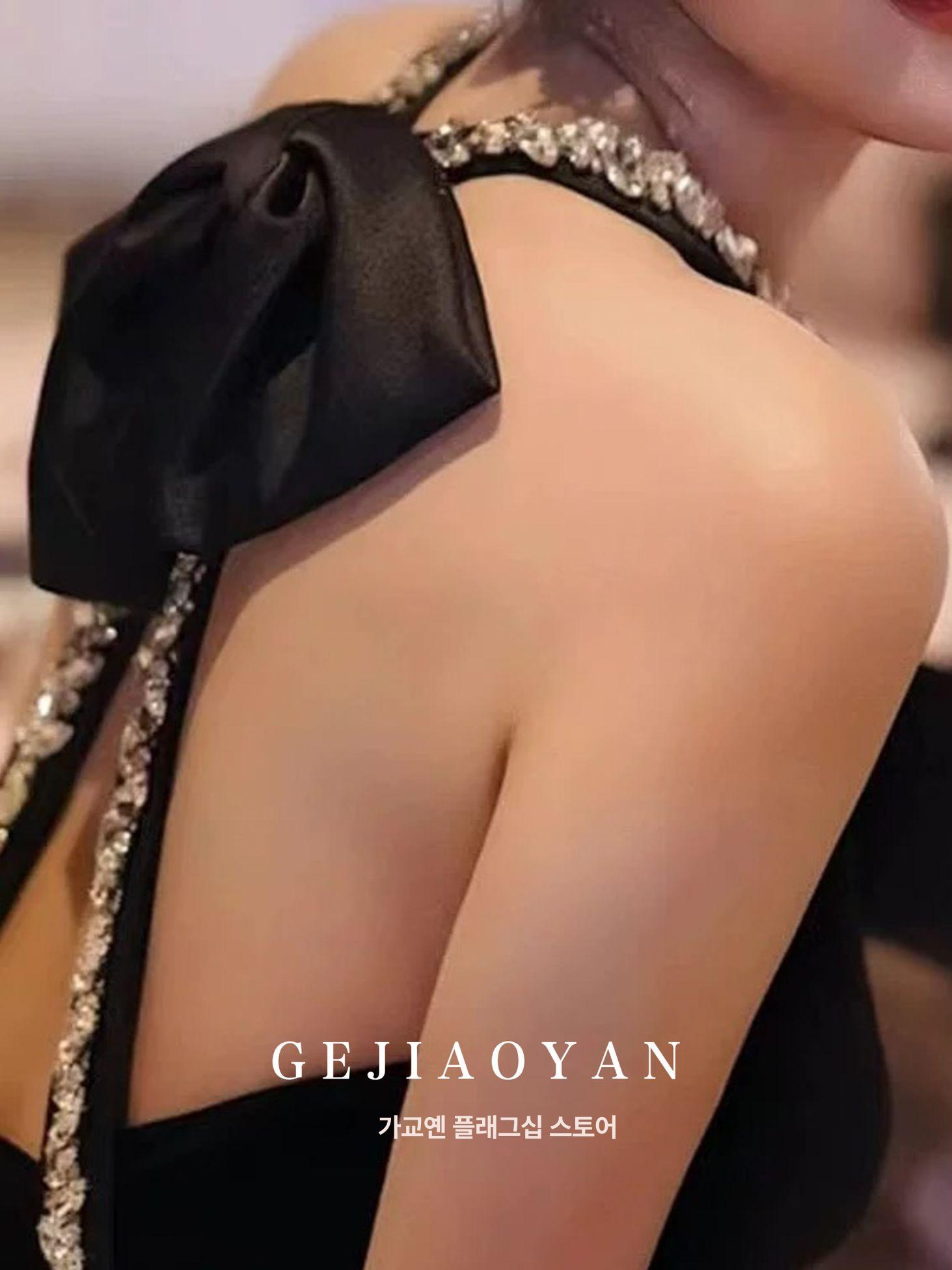스팽글 원피스 블링 우아한 여성 연말파티룩 이브닝 큐빅 벨벳 파티드레스 클럽룩 - 상세 이미지 4