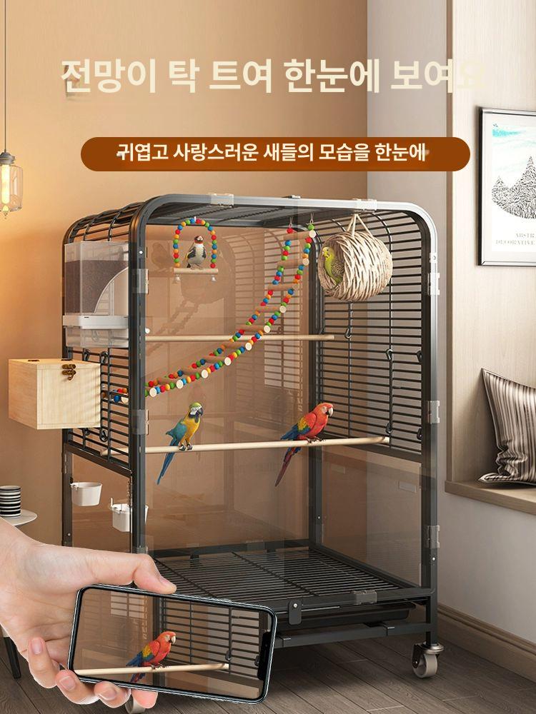 대형 아크릴새장 이동형 투명 새집 이동장 사육 바퀴달린 버드케이지 앵무새새장 - 상세 이미지 3