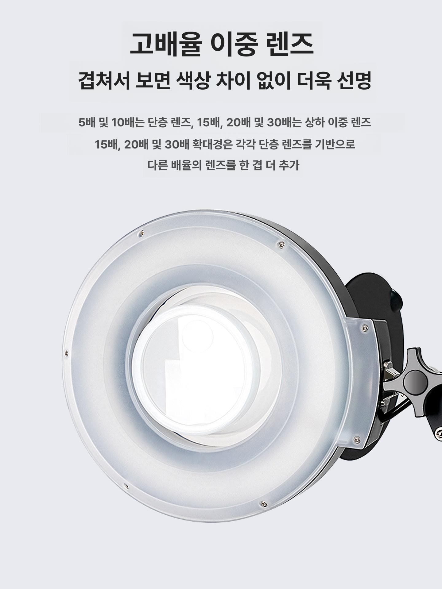 고배율 확대경 스탠드 탁상형 조명 렌즈 돋보기 정밀 검사 수리용 작업 탁자 테이블용 - 상세 이미지 3