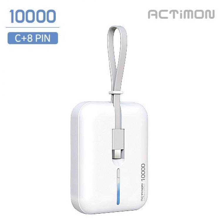 엑티몬 C+8핀 듀얼 미니 보조배터리 10000mAh ( C + 8 PIN ) - 상품 이미지