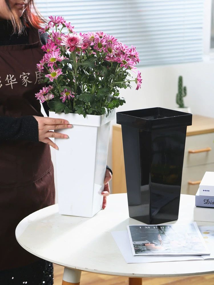 진열통 화분바구니 중형 손잡이 바스켓 꽃꽂이 거실 예쁜 북유럽 공예 중간 식물 - 상품 이미지