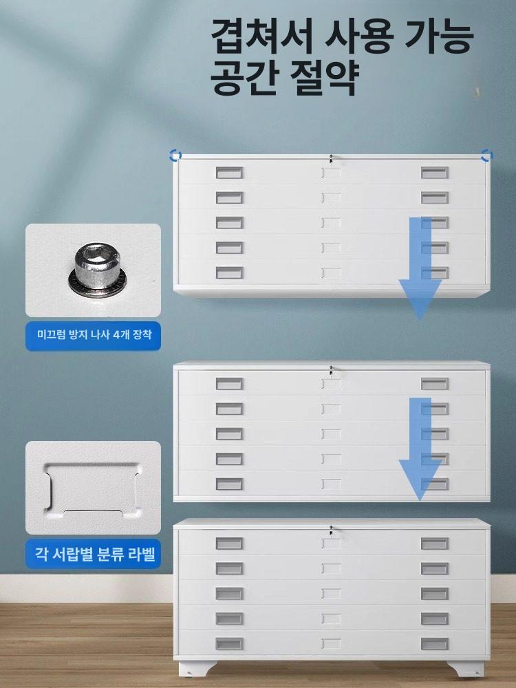 철제 지류함 빈티지 고급 문서 수납장 캐비닛 정리 다용도 서류함 서랍형 파일 선반 - 상세 이미지 2