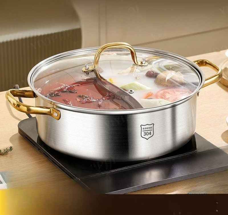 반반 전골냄비 훠궈 분할 훠거 인덕션 가정용 사각 식당용 폭 칸막이 업소용냄비 삶는 - 상세 이미지 2