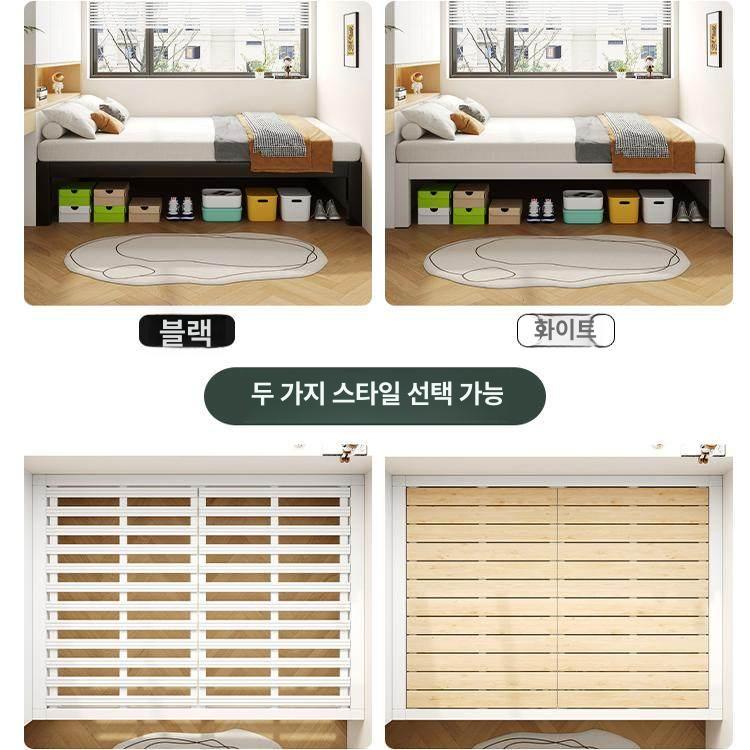접이식 원목침대 야외 간이 싱글 받침대 침상 평상형 단단한 저상 침대틀 통기성 - 상세 이미지 4