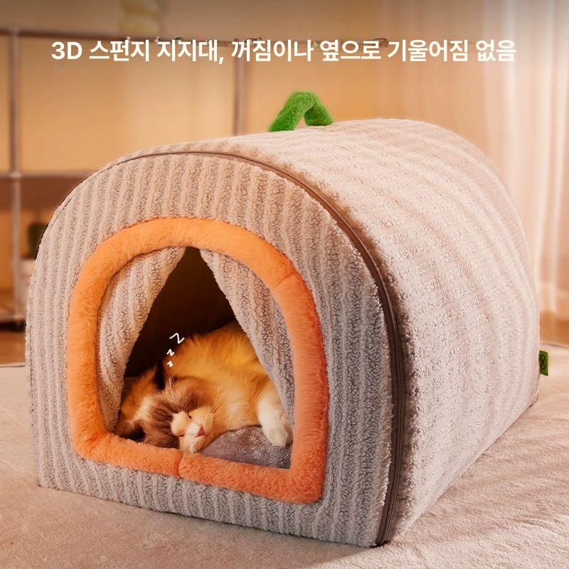 고양이 겨울집 강아지 둥지 중형견 겨울 텐트 도트 - 상세 이미지 3