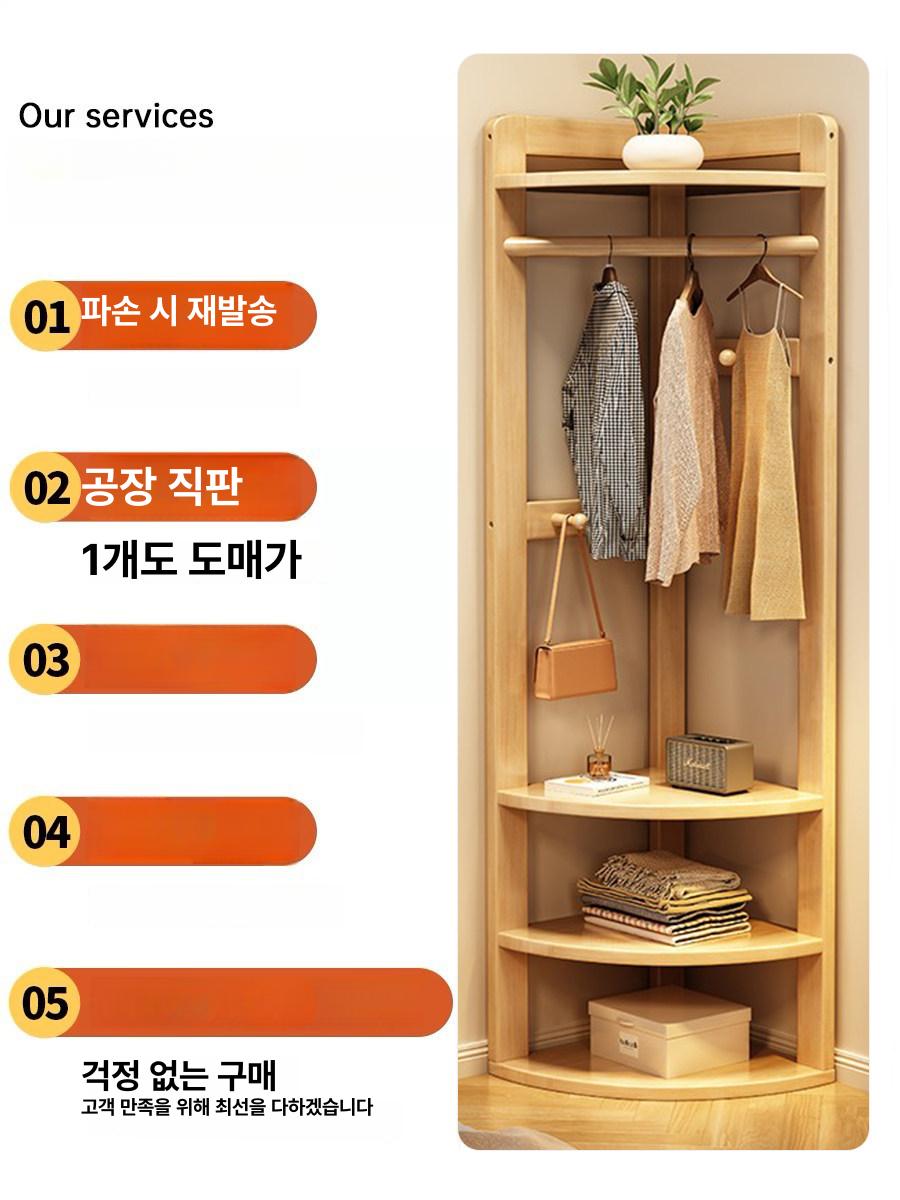 선반 코너행거 이동식 사이드 옷걸이행거 스탠딩 튼튼한 스탠드옷걸이 바퀴 랙 - 상세 이미지 5