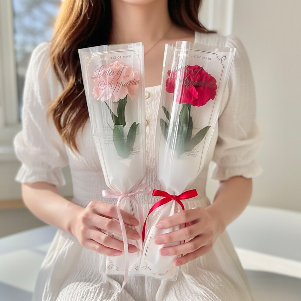 조화 한송이 빅 카네이션 감사장 꽃다발 어버이날 스승의날 단체 선물 - 상품 이미지