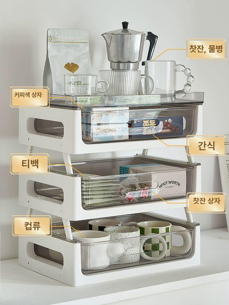 슬라이딩 수납함 투명 다용도 서랍식 서랍함 리빙박스 소품 서랍형 오픈형 분리 - 상세 이미지 2