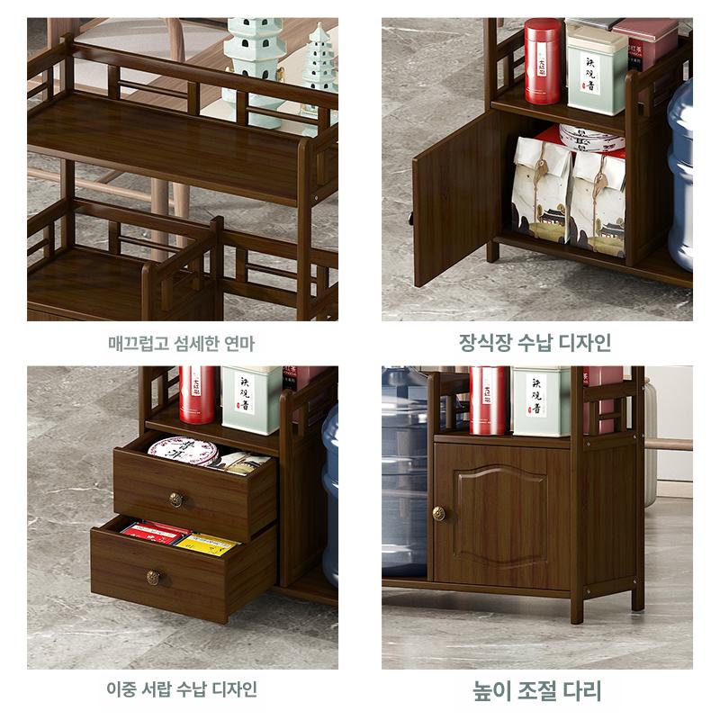 주방 수납장 선반 원목 받침대 틈새장 상부장 미닫이 다용도 진열장 캐비닛 팬트리 - 상세 이미지 4