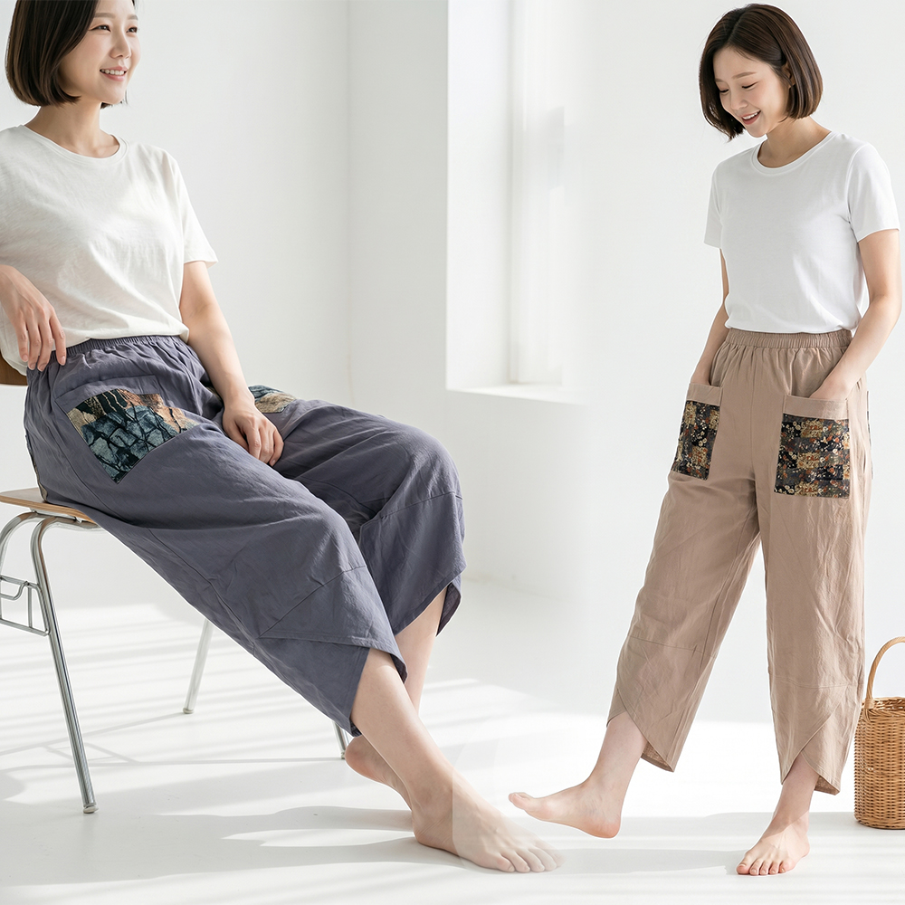 몸빼바지 조거팬츠 밴딩 배기 8부 몸빼 항아리 할머니 밴딩 일바지 고무 ... 착용 후기 | 사이즈/핏 총정리 - 대표 이미지
