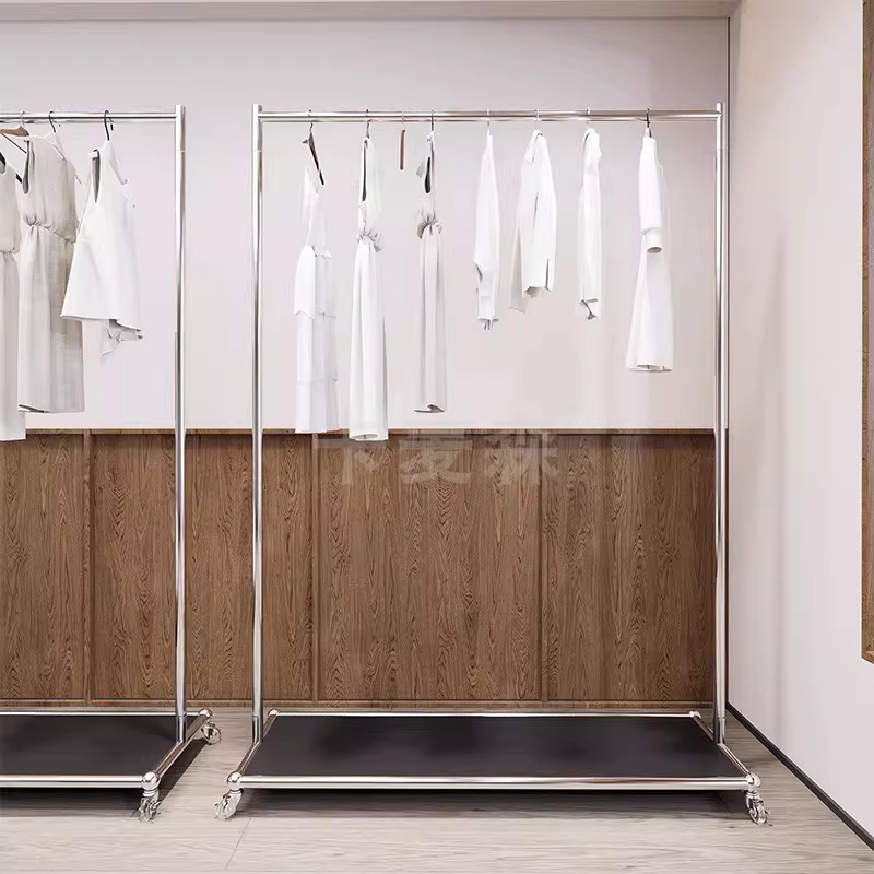 옷가게 행거 튼튼한 이동식 일자 옷걸이 철제 파이프 61x173cm - 상세 이미지 4