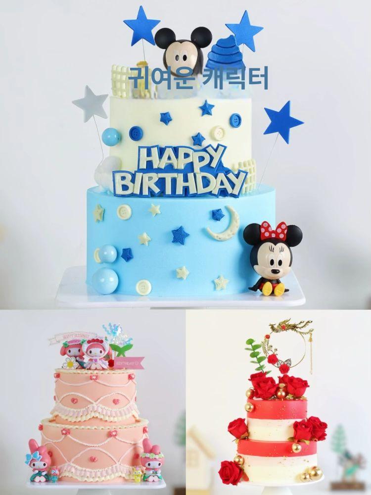생일 케이크 모형 2단 생일케이크 파티 인테리어 - 상세 이미지 5