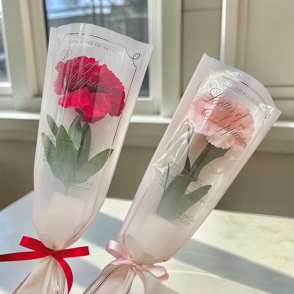 조화 한송이 빅 카네이션 감사장 꽃다발 어버이날 스승의날 단체 선물 - 상세 이미지 4