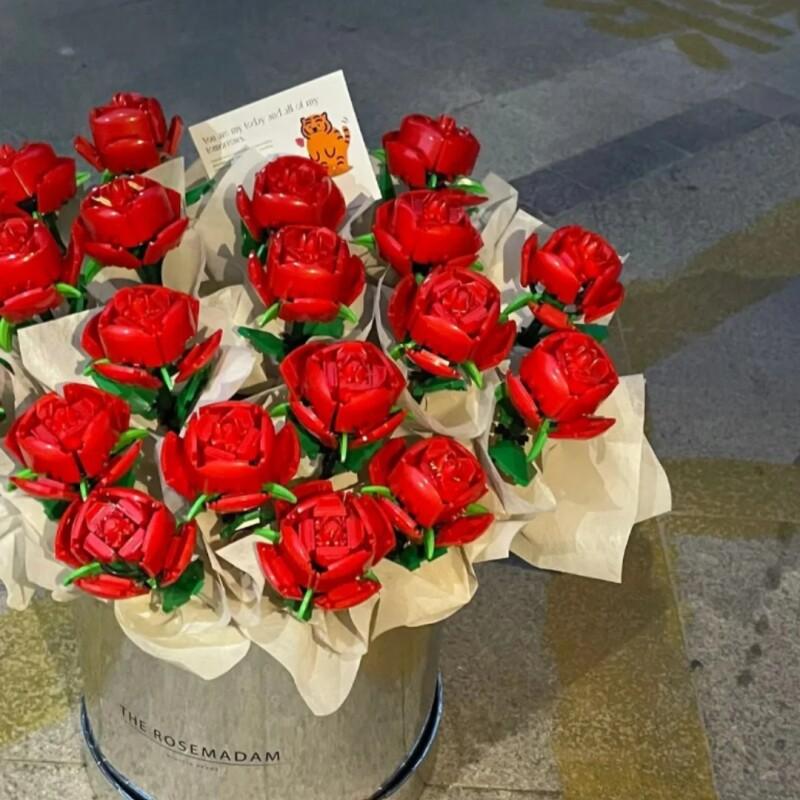 레고 꽃다발 장미 블럭 꽃 식물 소품 선물 장식 DIIY 조립 생일선물 조화 레고 - 상세 이미지 3