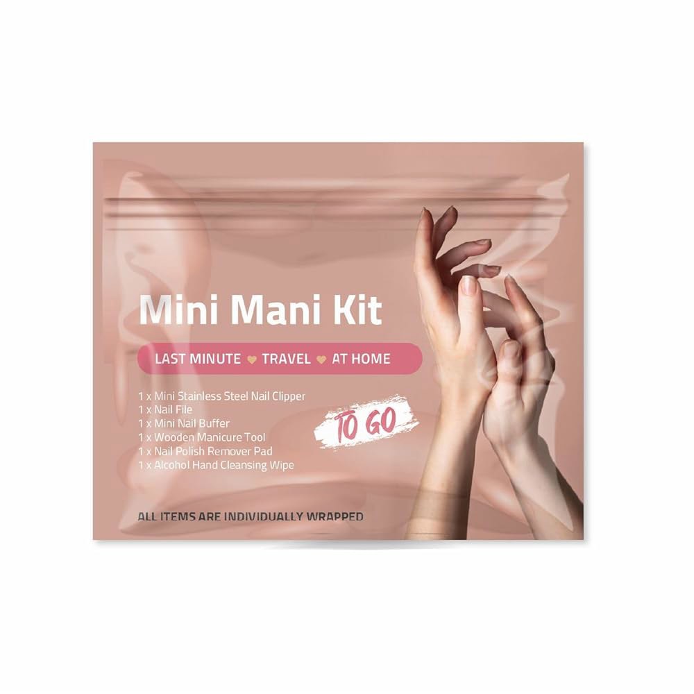 미니 마니 키트 - 손톱깎이, 파일, 여행, 위한 일회용 버퍼, 네일 패드 및 5개) 대량 물티슈가 스틱, 이벤트 케어 세트 매니큐어 또는 (레귤러, 알코올 큐티클 있는 리무버 - 상품 이미지