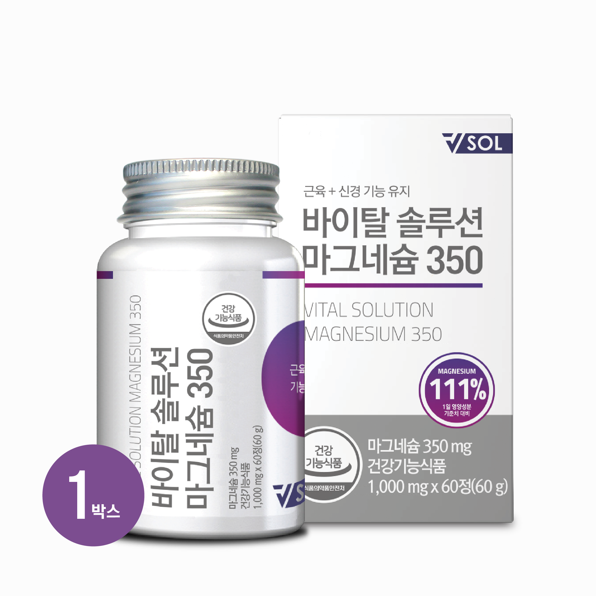 바이탈솔루션 마그네슘 350 60정, 1개