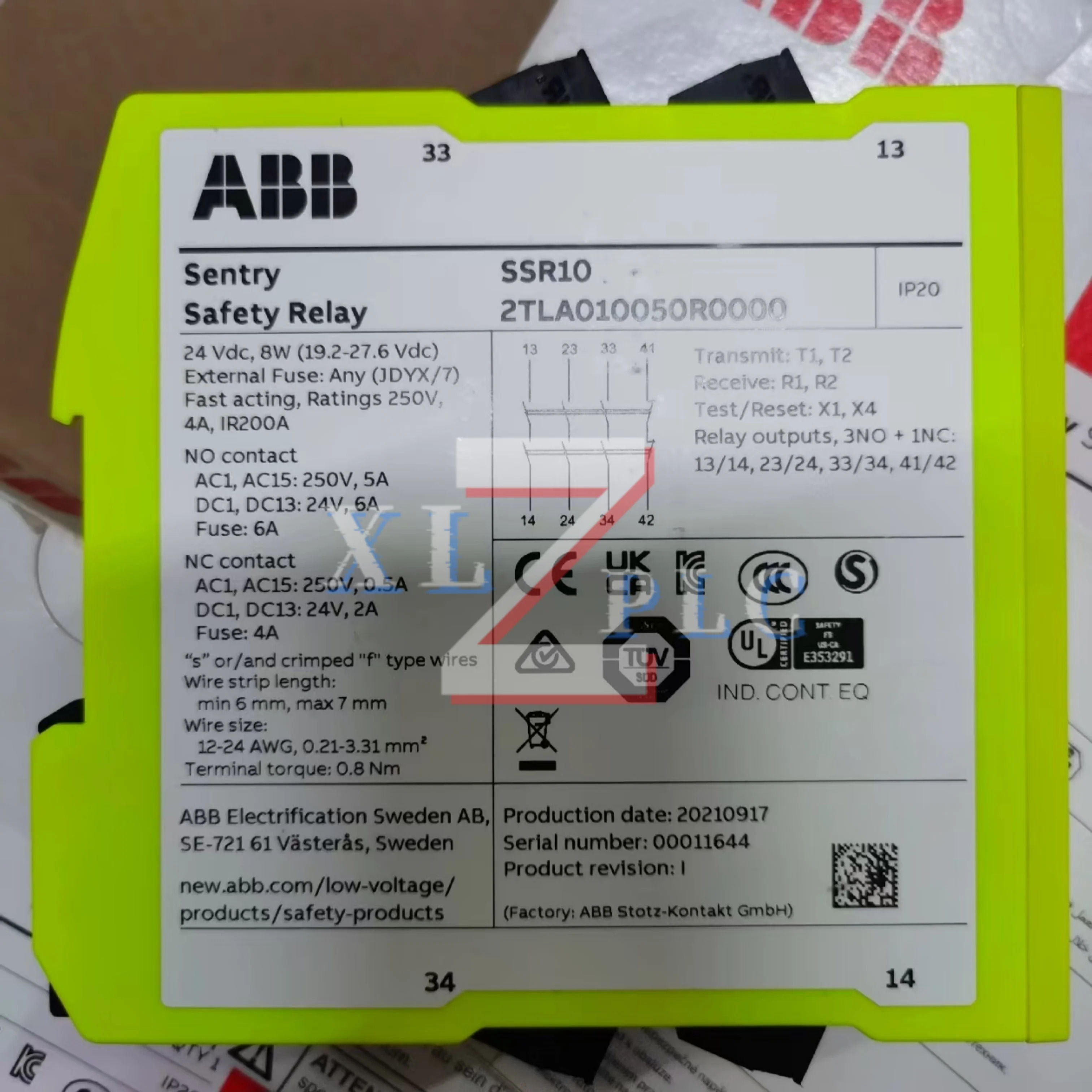 안전 릴레이 원본 2TLA010050R0000 SSR10 2TLA020051R5100