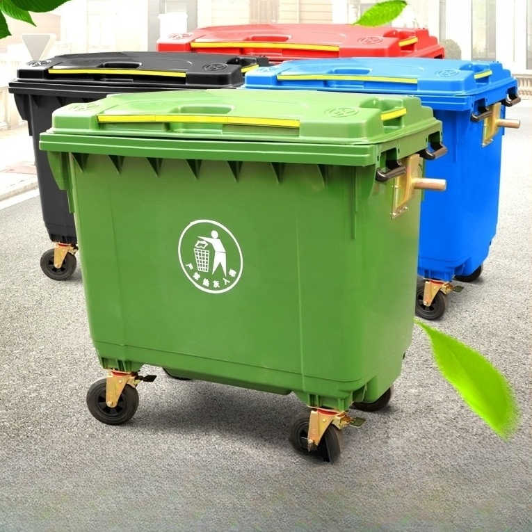 대형 쓰레기통 업소용 재활용 분리수거 660L 초대형 HDPE 고강도 플라스틱 블랙색상 - 상세 이미지 2